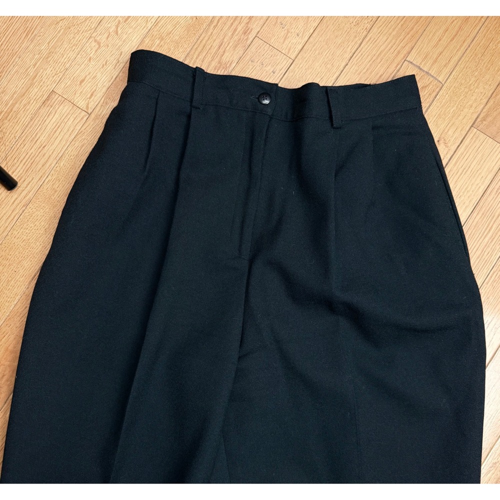 En Avance Womens Black 100% Wool Pleated High Rise Tapered Trousers Size 12 USA